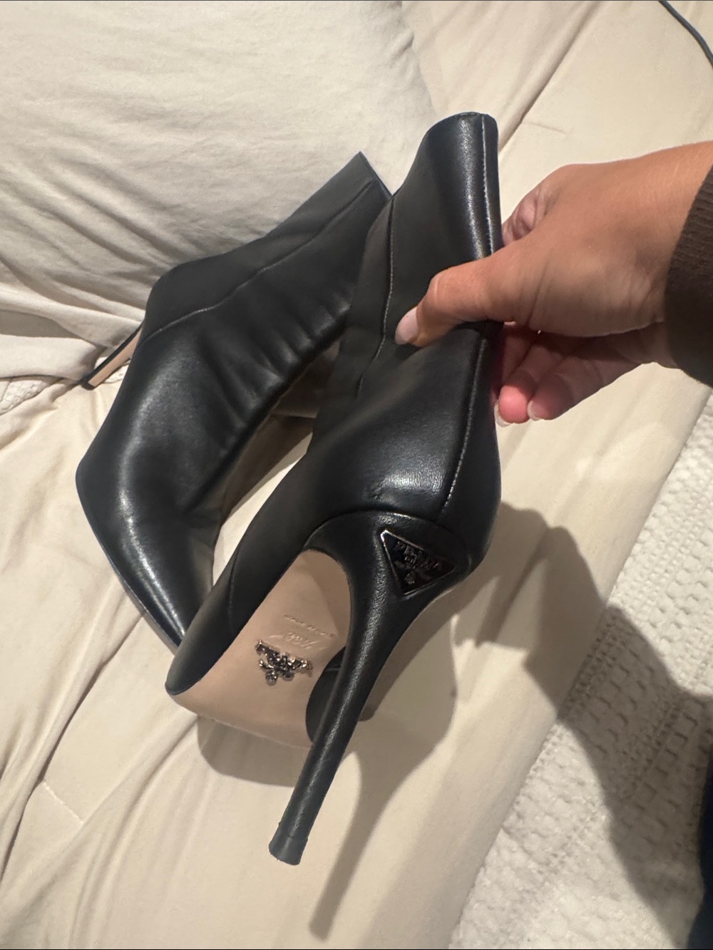Prada Black Leather Heeled Boots - Picture 7 of 8
